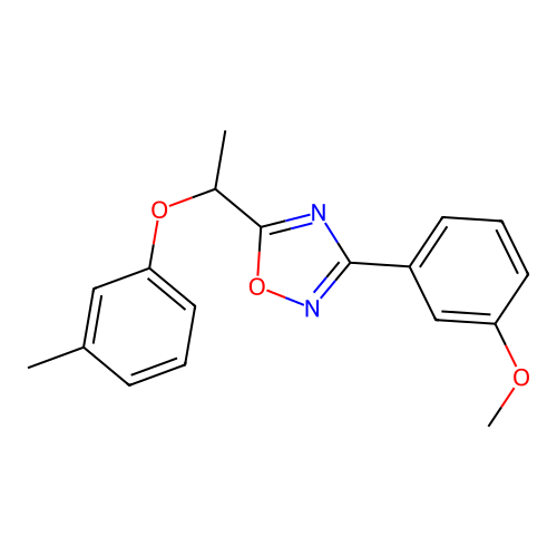 3-(3-Methoxyphenyl)-5-[1-(3-methylphenoxy)ethyl]-1,2,4-oxadiazole structure