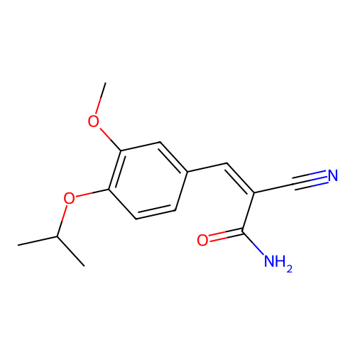 2-Cyano-3-[3-methoxy-4-(propan-2-yloxy)phenyl]prop-2-enamide structure