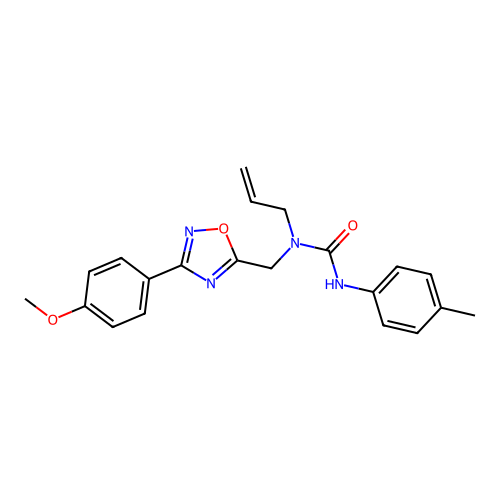 1-[[3-(4-methoxyphenyl)-1,2,4-oxadiazol-5-yl]methyl]-3-(4-methylphenyl)-1-prop-2-enylurea structure