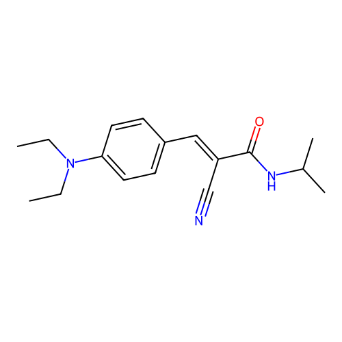 2-cyano-3-[4-(diethylamino)phenyl]-N-(propan-2-yl)prop-2-enamide structure