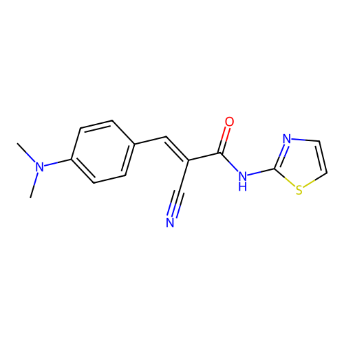 (E)-2-cyano-3-[4-(dimethylamino)phenyl]-N-(1,3-thiazol-2-yl)prop-2-enamide structure
