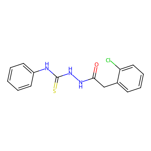 2-(2-chlorophenyl)-N-[(phenylcarbamothioyl)amino]acetamide structure