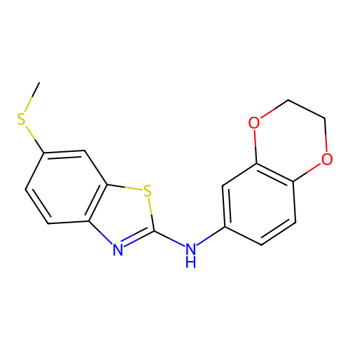 N-(2,3-dihydrobenzo[b][1,4]dioxin-6-yl)-6-(methylthio)benzo[d]thiazol-2-amine structure