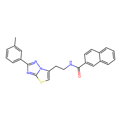 N-(2-(2-(m-tolyl)thiazolo[3,2-b][1,2,4]triazol-6-yl)ethyl)-2-naphthamide structure