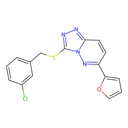 3-((3-Chlorobenzyl)thio)-6-(furan-2-yl)-[1,2,4]triazolo[4,3-b]pyridazine structure