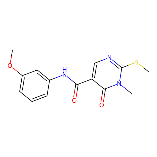 N-(3-methoxyphenyl)-1-methyl-2-methylsulfanyl-6-oxopyrimidine-5-carboxamide structure