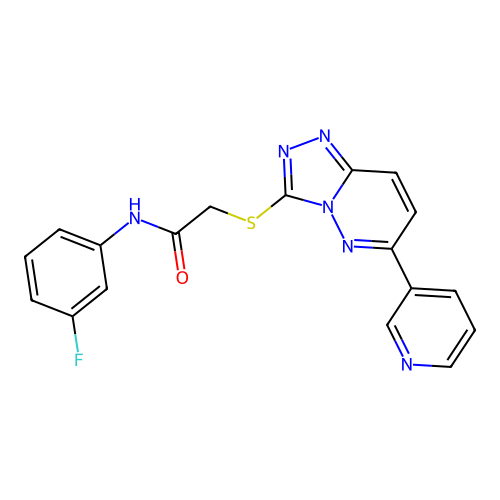N-(3-fluorophenyl)-2-{[6-(pyridin-3-yl)-[1,2,4]triazolo[4,3-b]pyridazin-3-yl]sulfanyl}acetamide structure