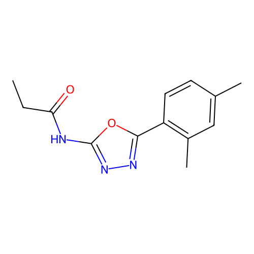 N-[5-(2,4-dimethylphenyl)-1,3,4-oxadiazol-2-yl]propanamide structure