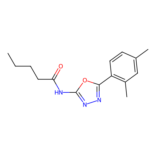 N-[5-(2,4-dimethylphenyl)-1,3,4-oxadiazol-2-yl]pentanamide structure