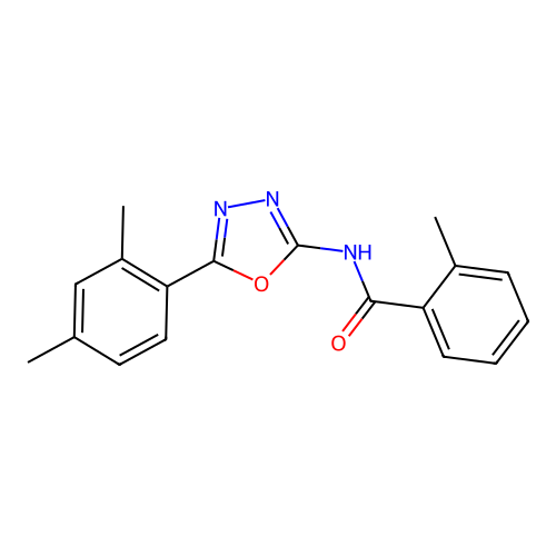 N-[5-(2,4-dimethylphenyl)-1,3,4-oxadiazol-2-yl]-2-methylbenzamide structure