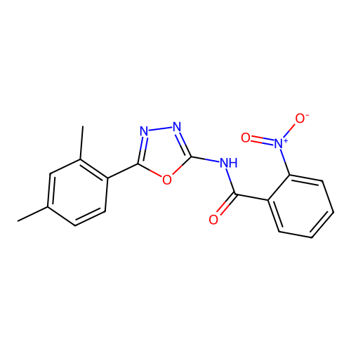 N-[5-(2,4-dimethylphenyl)-1,3,4-oxadiazol-2-yl]-2-nitrobenzamide structure