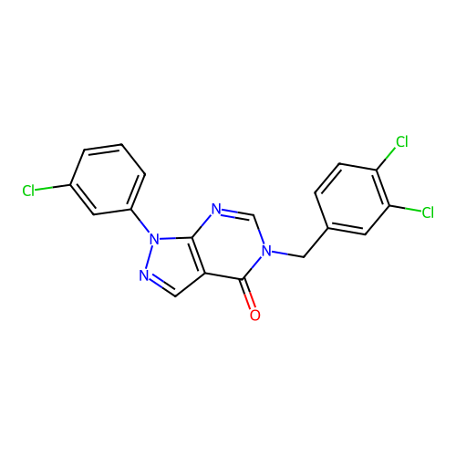 1-(3-Chlorophenyl)-5-[(3,4-dichlorophenyl)methyl]pyrazolo[3,4-d]pyrimidin-4-one structure