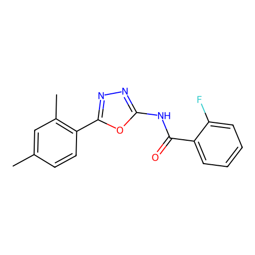 N-[5-(2,4-dimethylphenyl)-1,3,4-oxadiazol-2-yl]-2-fluorobenzamide structure