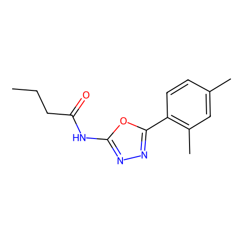 N-[5-(2,4-dimethylphenyl)-1,3,4-oxadiazol-2-yl]butanamide structure