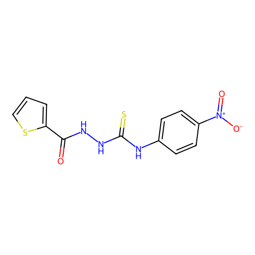 N-{[(4-nitrophenyl)carbamothioyl]amino}thiophene-2-carboxamide structure