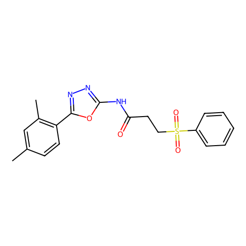 3-(benzenesulfonyl)-N-[5-(2,4-dimethylphenyl)-1,3,4-oxadiazol-2-yl]propanamide structure