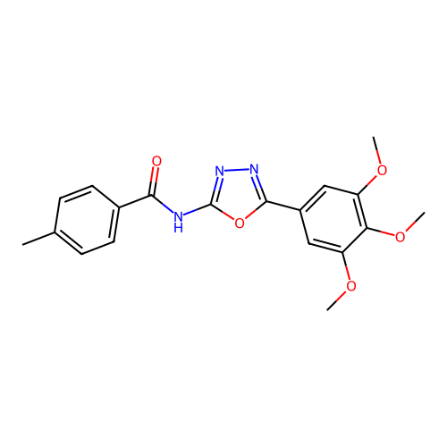 4-methyl-N-[5-(3,4,5-trimethoxyphenyl)-1,3,4-oxadiazol-2-yl]benzamide structure