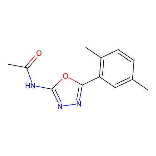 N-[5-(2,5-dimethylphenyl)-1,3,4-oxadiazol-2-yl]acetamide structure