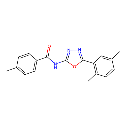 N-[5-(2,5-dimethylphenyl)-1,3,4-oxadiazol-2-yl]-4-methylbenzamide structure