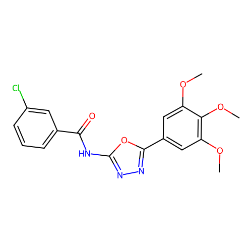 3-chloro-N-[5-(3,4,5-trimethoxyphenyl)-1,3,4-oxadiazol-2-yl]benzamide structure