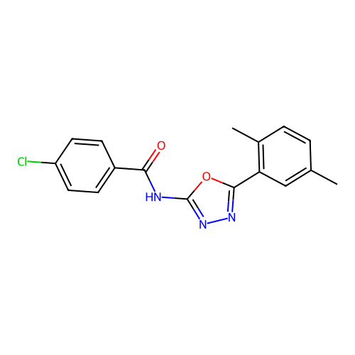 4-chloro-N-[5-(2,5-dimethylphenyl)-1,3,4-oxadiazol-2-yl]benzamide structure