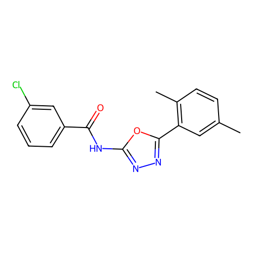 3-chloro-N-[5-(2,5-dimethylphenyl)-1,3,4-oxadiazol-2-yl]benzamide structure