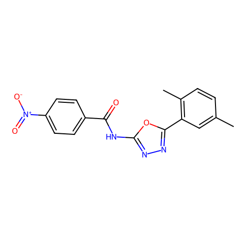 N-[5-(2,5-dimethylphenyl)-1,3,4-oxadiazol-2-yl]-4-nitrobenzamide structure
