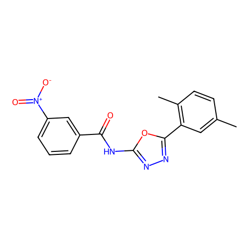 N-[5-(2,5-dimethylphenyl)-1,3,4-oxadiazol-2-yl]-3-nitrobenzamide structure