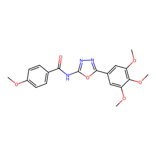 4-methoxy-N-[5-(3,4,5-trimethoxyphenyl)-1,3,4-oxadiazol-2-yl]benzamide structure