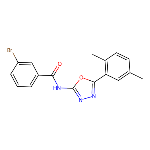 3-bromo-N-[5-(2,5-dimethylphenyl)-1,3,4-oxadiazol-2-yl]benzamide structure