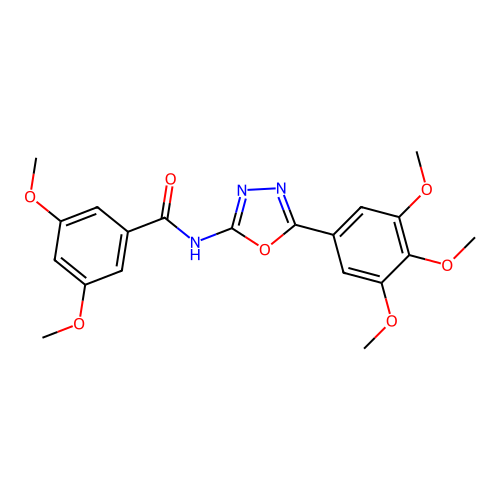 3,5-dimethoxy-N-[5-(3,4,5-trimethoxyphenyl)-1,3,4-oxadiazol-2-yl]benzamide structure