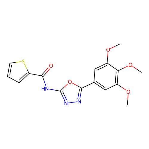 N-[5-(3,4,5-trimethoxyphenyl)-1,3,4-oxadiazol-2-yl]thiophene-2-carboxamide structure