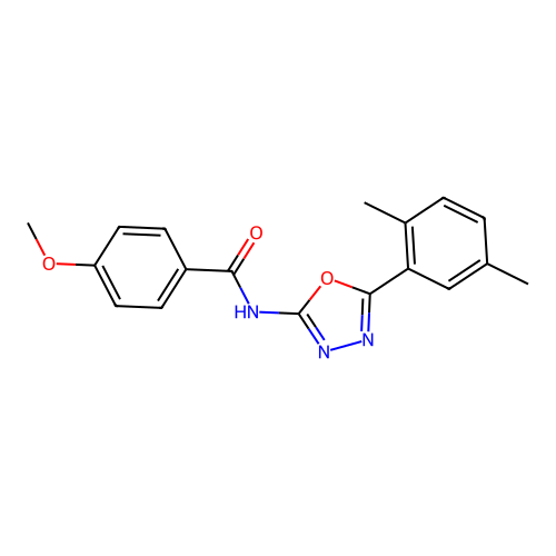 N-[5-(2,5-dimethylphenyl)-1,3,4-oxadiazol-2-yl]-4-methoxybenzamide structure