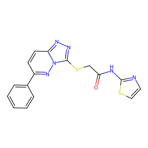 2-({6-phenyl-[1,2,4]triazolo[4,3-b]pyridazin-3-yl}sulfanyl)-N-(1,3-thiazol-2-yl)acetamide structure