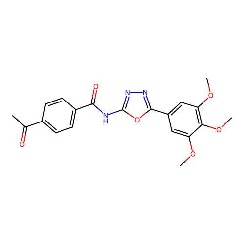 4-acetyl-N-[5-(3,4,5-trimethoxyphenyl)-1,3,4-oxadiazol-2-yl]benzamide structure