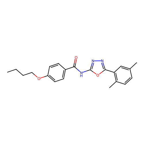 4-butoxy-N-[5-(2,5-dimethylphenyl)-1,3,4-oxadiazol-2-yl]benzamide structure