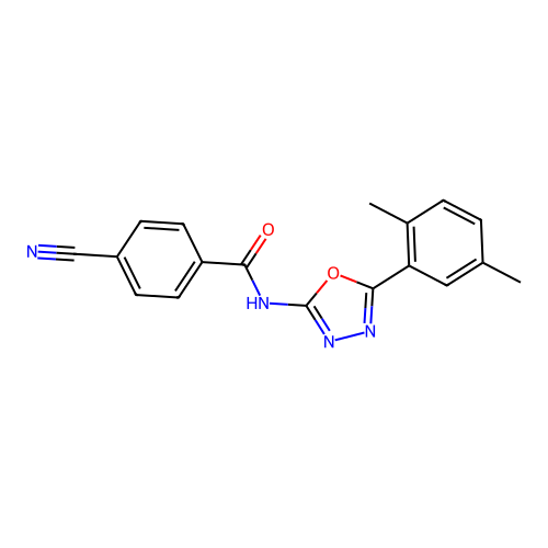 4-cyano-N-[5-(2,5-dimethylphenyl)-1,3,4-oxadiazol-2-yl]benzamide structure