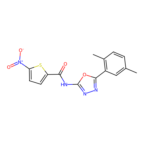 N-[5-(2,5-dimethylphenyl)-1,3,4-oxadiazol-2-yl]-5-nitrothiophene-2-carboxamide structure