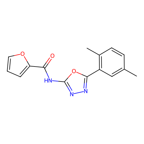 N-[5-(2,5-dimethylphenyl)-1,3,4-oxadiazol-2-yl]furan-2-carboxamide structure