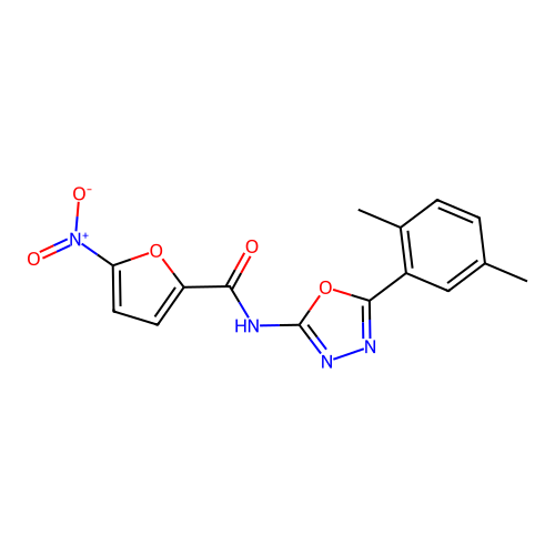 N-(5-(2,5-dimethylphenyl)-1,3,4-oxadiazol-2-yl)-5-nitrofuran-2-carboxamide structure