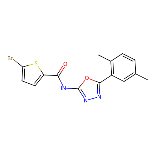 5-bromo-N-[5-(2,5-dimethylphenyl)-1,3,4-oxadiazol-2-yl]thiophene-2-carboxamide structure