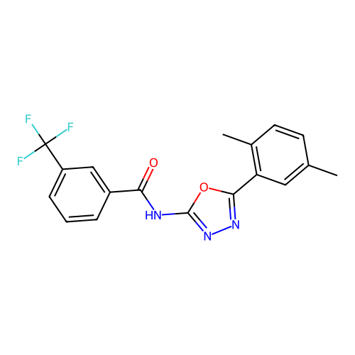 N-[5-(2,5-dimethylphenyl)-1,3,4-oxadiazol-2-yl]-3-(trifluoromethyl)benzamide structure