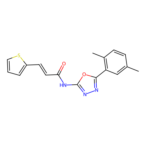 (E)-N-(5-(2,5-dimethylphenyl)-1,3,4-oxadiazol-2-yl)-3-(thiophen-2-yl)acrylamide structure