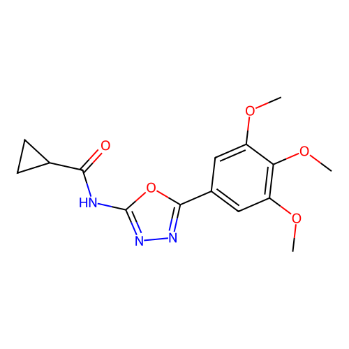 N-[5-(3,4,5-trimethoxyphenyl)-1,3,4-oxadiazol-2-yl]cyclopropanecarboxamide structure