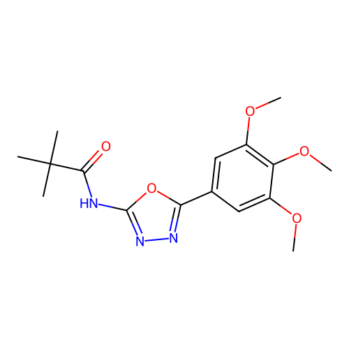 2,2-dimethyl-N-[5-(3,4,5-trimethoxyphenyl)-1,3,4-oxadiazol-2-yl]propanamide structure