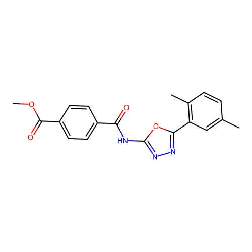 Methyl 4-{[5-(2,5-dimethylphenyl)-1,3,4-oxadiazol-2-yl]carbamoyl}benzoate structure