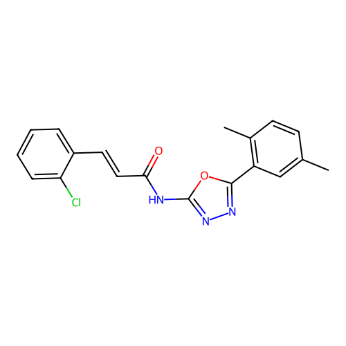 (E)-3-(2-chlorophenyl)-N-(5-(2,5-dimethylphenyl)-1,3,4-oxadiazol-2-yl)acrylamide structure