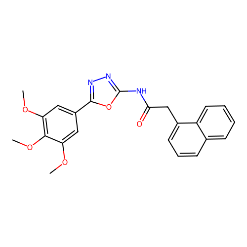 2-(naphthalen-1-yl)-N-[5-(3,4,5-trimethoxyphenyl)-1,3,4-oxadiazol-2-yl]acetamide structure