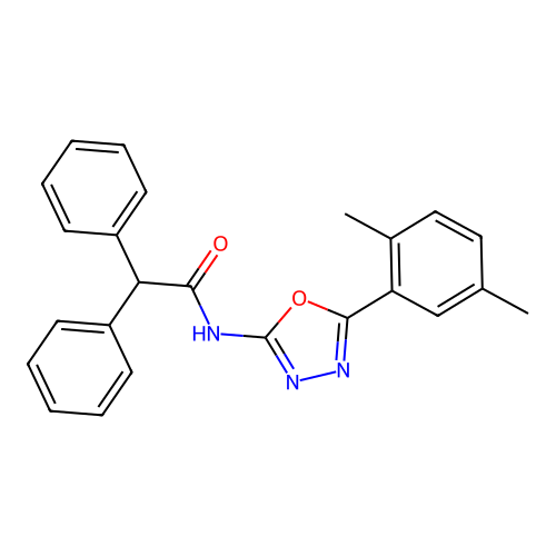 N-[5-(2,5-dimethylphenyl)-1,3,4-oxadiazol-2-yl]-2,2-diphenylacetamide structure