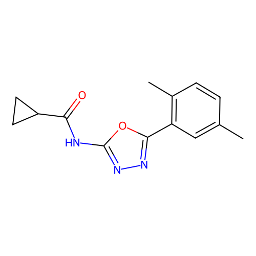 N-(5-(2,5-dimethylphenyl)-1,3,4-oxadiazol-2-yl)cyclopropanecarboxamide structure